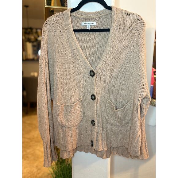 Urban Outfitters Womens Cardigan Small Tan Button Front BOHO Oversized Neutral - Picture 4 of 6